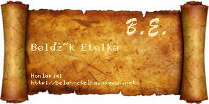 Belák Etelka névjegykártya
